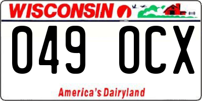 WI license plate 049OCX