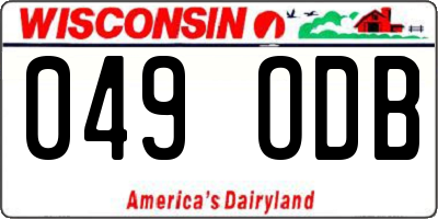 WI license plate 049ODB