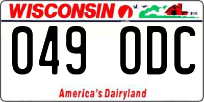WI license plate 049ODC