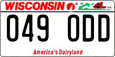 WI license plate 049ODD