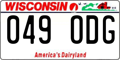 WI license plate 049ODG