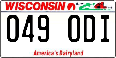 WI license plate 049ODI