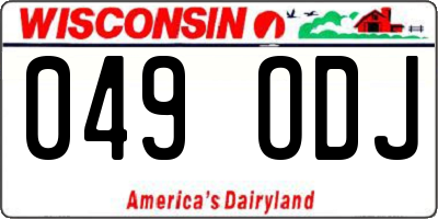 WI license plate 049ODJ