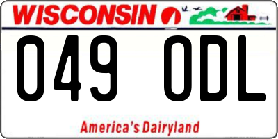 WI license plate 049ODL
