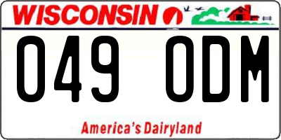 WI license plate 049ODM