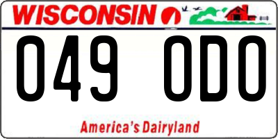 WI license plate 049ODO