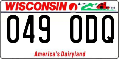 WI license plate 049ODQ