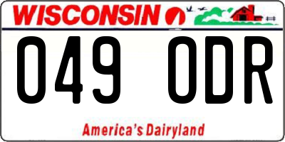 WI license plate 049ODR
