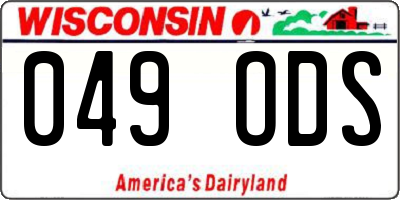 WI license plate 049ODS