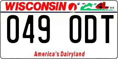 WI license plate 049ODT