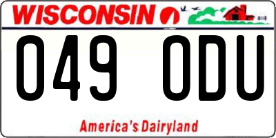 WI license plate 049ODU