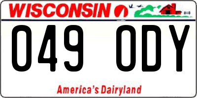 WI license plate 049ODY
