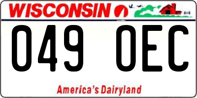 WI license plate 049OEC