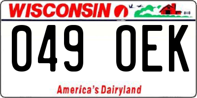 WI license plate 049OEK