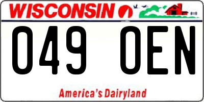 WI license plate 049OEN