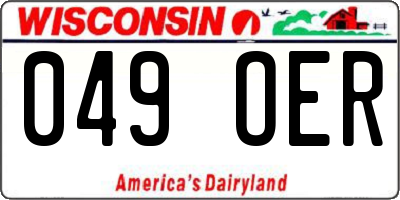 WI license plate 049OER