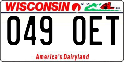 WI license plate 049OET