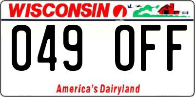 WI license plate 049OFF