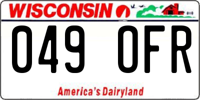 WI license plate 049OFR