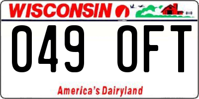 WI license plate 049OFT