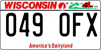 WI license plate 049OFX