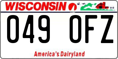 WI license plate 049OFZ