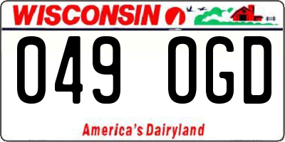 WI license plate 049OGD
