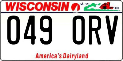 WI license plate 049ORV