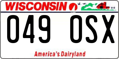 WI license plate 049OSX