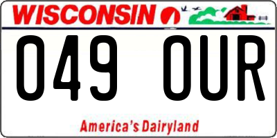 WI license plate 049OUR