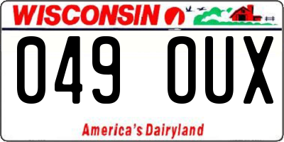 WI license plate 049OUX