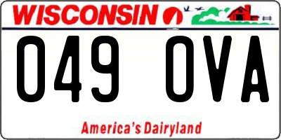 WI license plate 049OVA