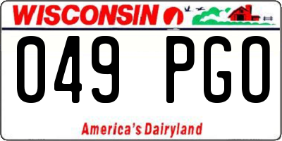 WI license plate 049PGO