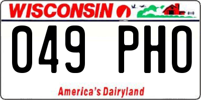 WI license plate 049PHO