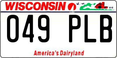 WI license plate 049PLB
