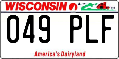 WI license plate 049PLF
