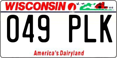 WI license plate 049PLK