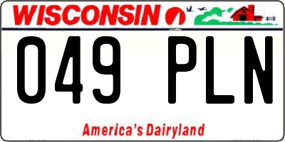 WI license plate 049PLN