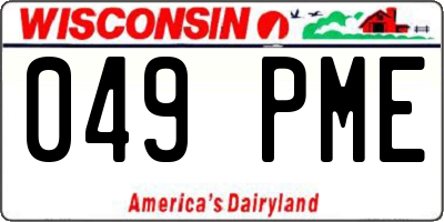 WI license plate 049PME