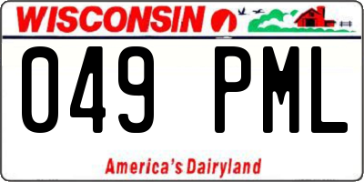 WI license plate 049PML