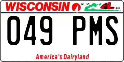 WI license plate 049PMS