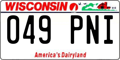 WI license plate 049PNI