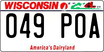 WI license plate 049POA
