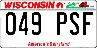 WI license plate 049PSF