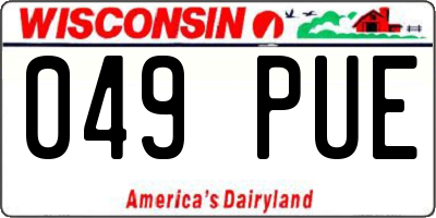 WI license plate 049PUE