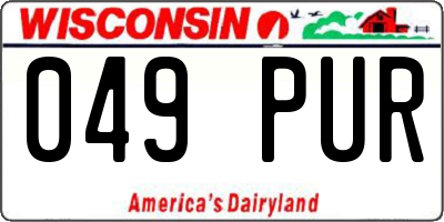 WI license plate 049PUR