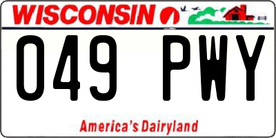 WI license plate 049PWY