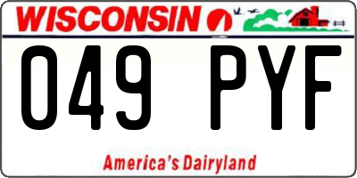 WI license plate 049PYF
