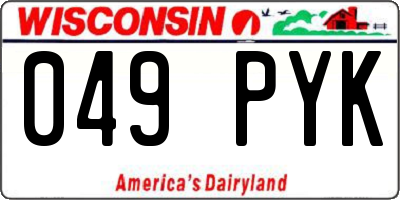 WI license plate 049PYK
