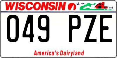WI license plate 049PZE